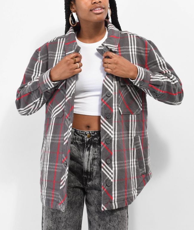 Empyre Kiva Charcoal & Red Plaid Flannel Shacket