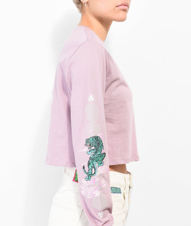 Empyre Kode Tiger Pink Long Sleeve Crop T-Shirt - thumbnail 3