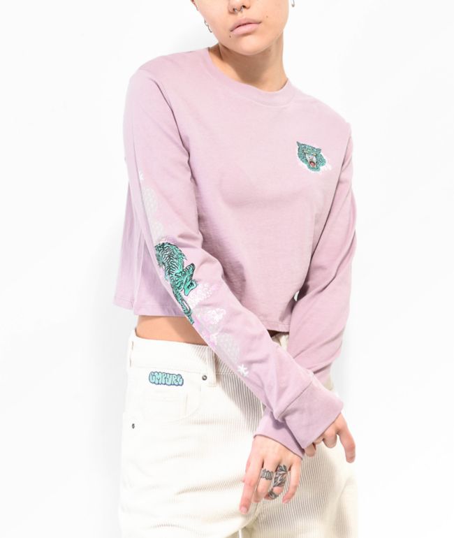 Empyre Kode Tiger Pink Long Sleeve Crop T-Shirt - thumbnail 2