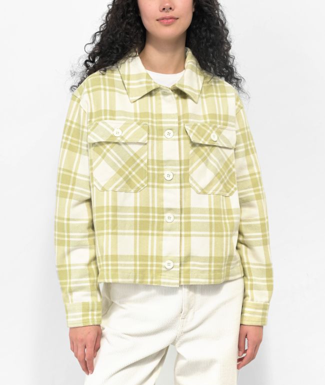 Empyre Lita Green Crop Flannel Shirt - thumbnail 3
