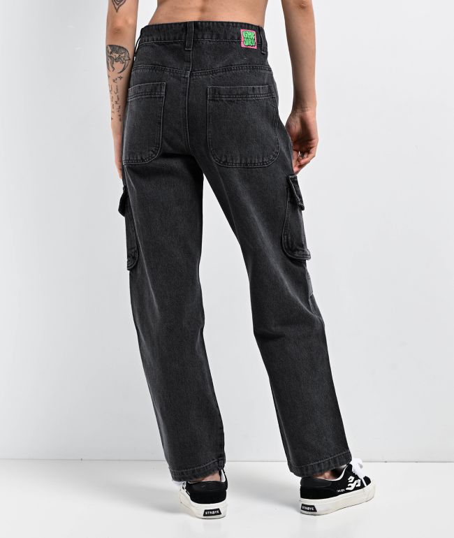 Empyre Loiter Slouchy Black Wash Cargo Denim Jeans - thumbnail 2