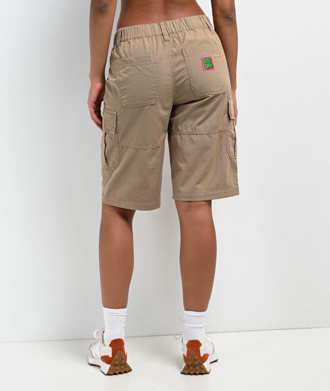 Empyre Loose Fit Dillon Khaki Cargo Shorts - thumbnail 2
