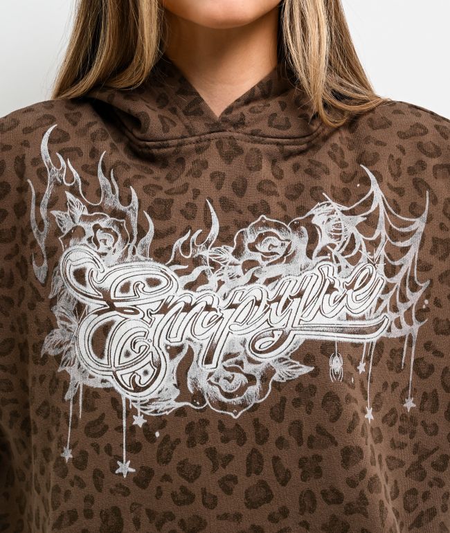 Empyre Love Kills Brown Wash Leopard Hoodie - thumbnail 3