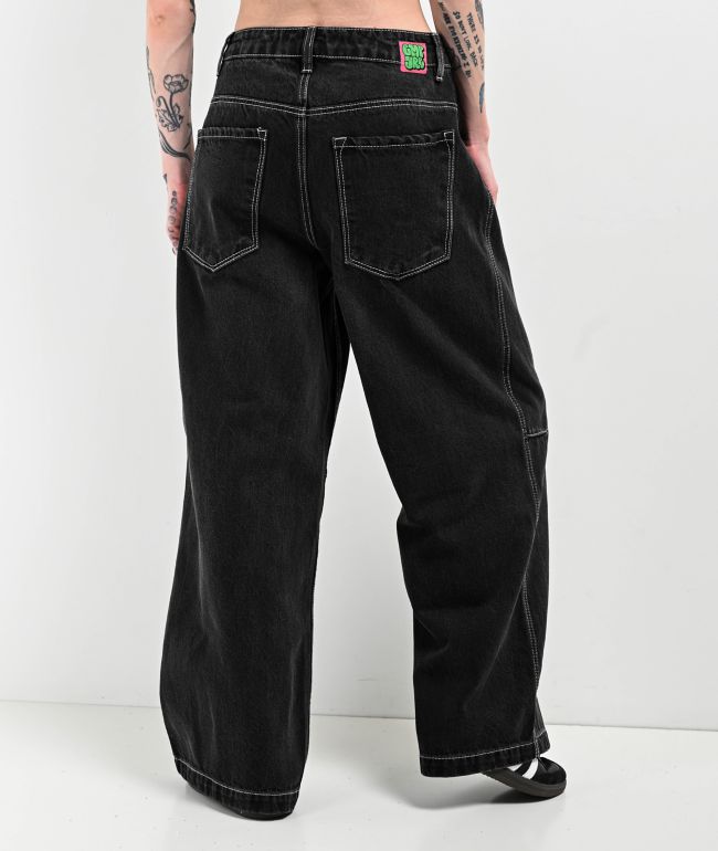 Empyre Marble Extent Wide Leg Black Denim Jeans - thumbnail 2