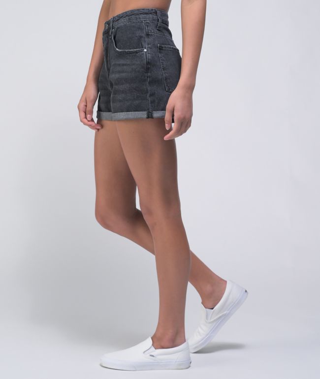 Empyre Melanie Roll Hem Black Denim Shorts - thumbnail 3