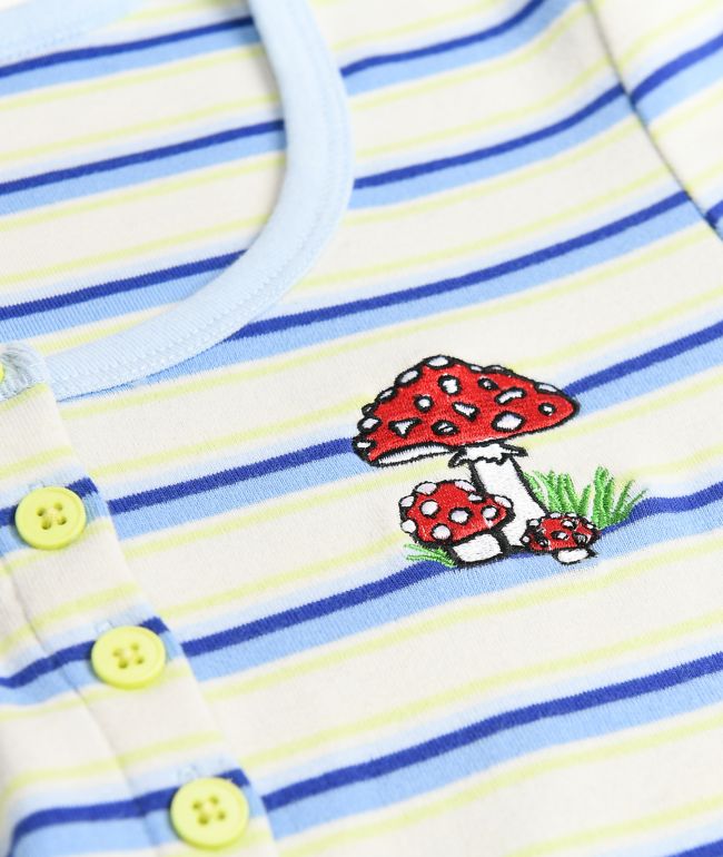 Empyre Paris Button Front Blue Stripe Crop Top - thumbnail 3