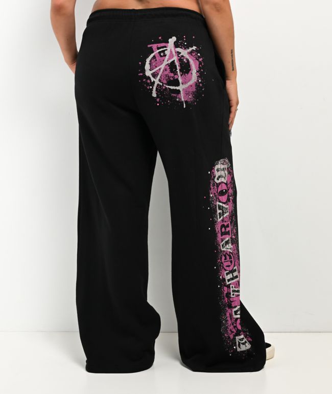 Empyre Pink Riot Black Wide Leg Sweatpants - thumbnail 3