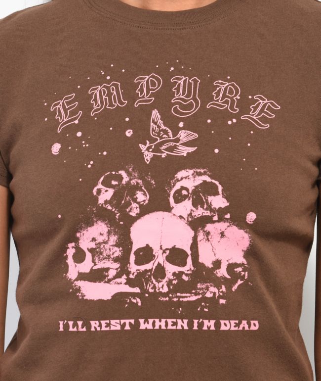 Empyre Ricky Ill Rest Brown Crop T-Shirt - thumbnail 2