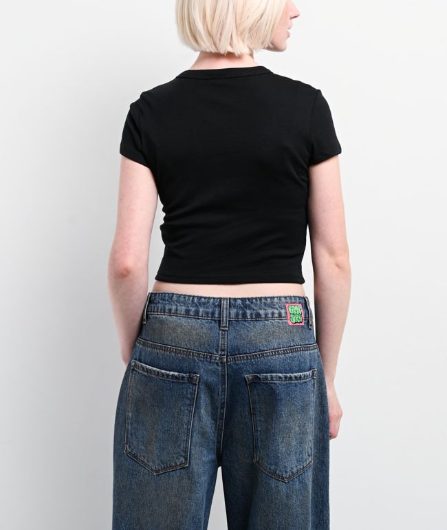 Empyre Rose Black Crop T-Shirt - thumbnail 2