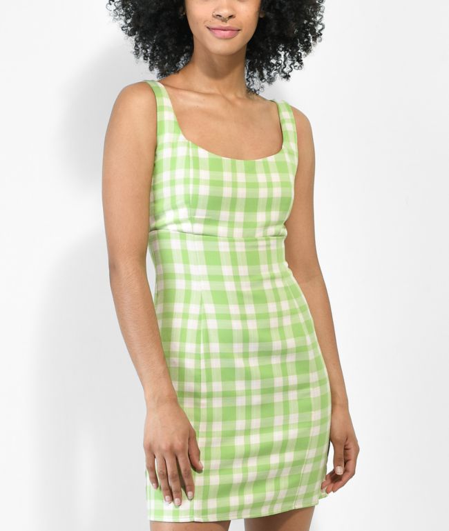 Empyre Sasha Green Plaid Tank Dress - thumbnail 2