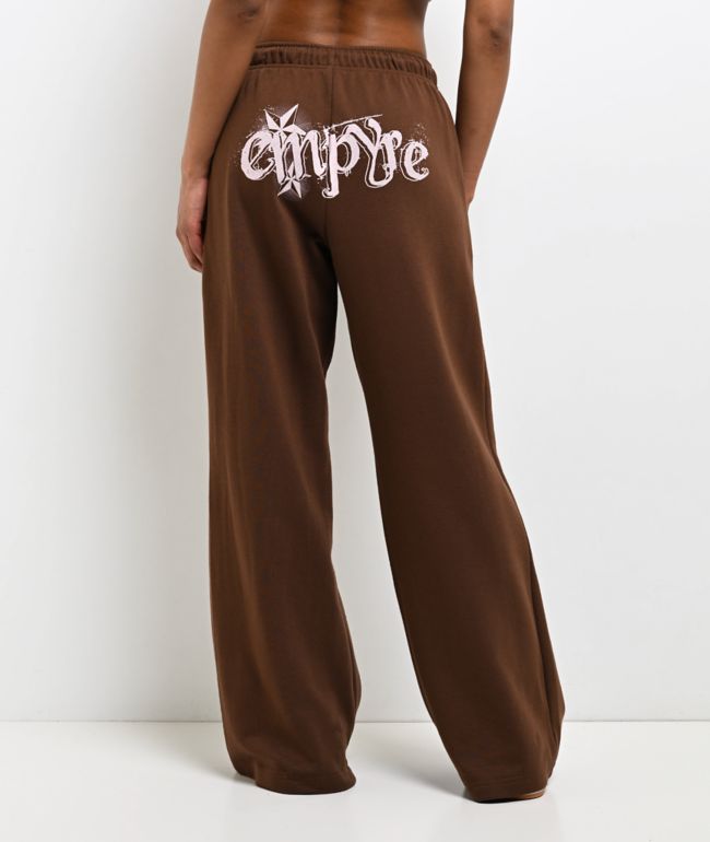 Empyre Scene Brown Wide Leg Sweatpants - thumbnail 2