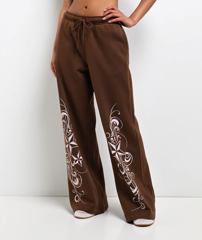 Empyre Scene Brown Wide Leg Sweatpants