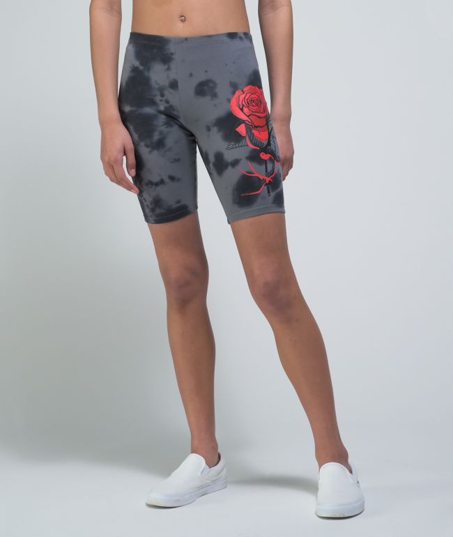 Empyre Sidra Rose Black & Grey Tie Dye Bike Shorts