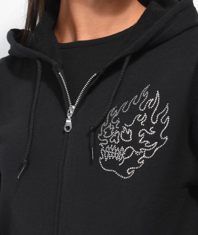 Empyre Skull Rhinestone Black Zip Hoodie - thumbnail 3