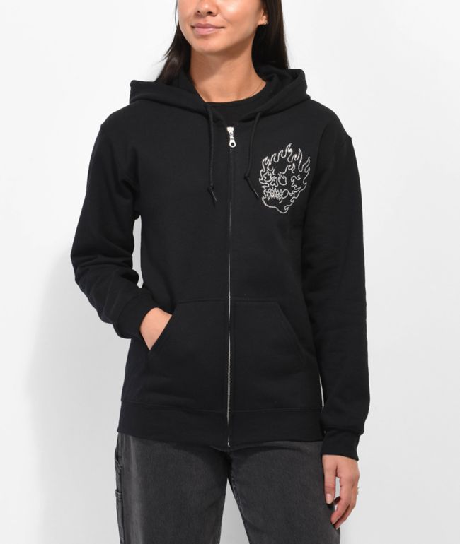 Empyre Skull Rhinestone Black Zip Hoodie