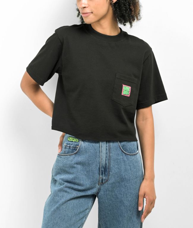 Empyre Stacked Logo Black Crop T-Shirt