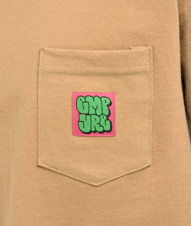 Empyre Stacked Logo Tan Crop Pocket T-Shirt - thumbnail 2