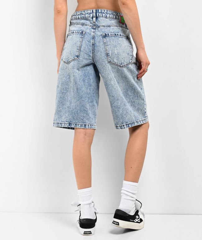 Empyre Sydney Partay Blue Light Wash Denim Shorts - thumbnail 2
