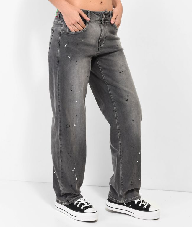 Empyre Tara Splatter Grey Low Rise Denim Skate Jeans - thumbnail 3