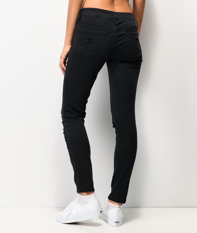 Empyre Tessa Shredded Black Skinny Jeans - thumbnail 2