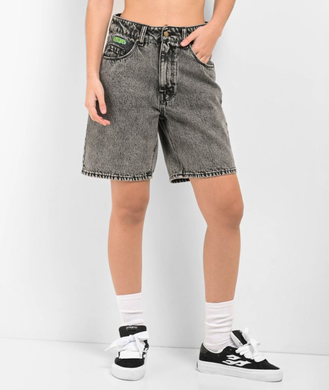 Empyre Tori Black Acid Wash Denim Shorts
