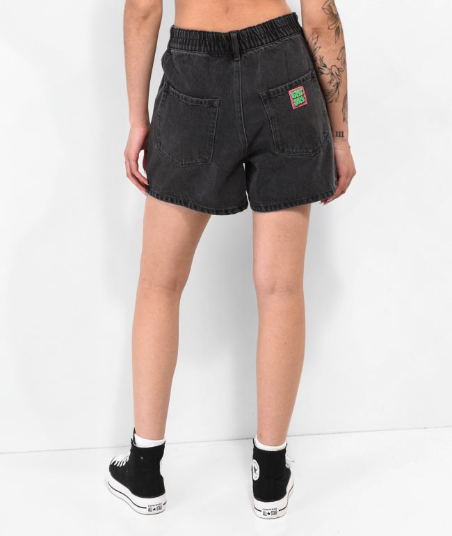 Empyre Tori Black Pleated Denim Skate Shorts - thumbnail 2