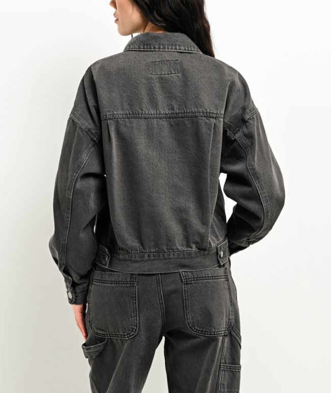 Empyre Trucker Coal Black Button Up Denim Jacket - thumbnail 2