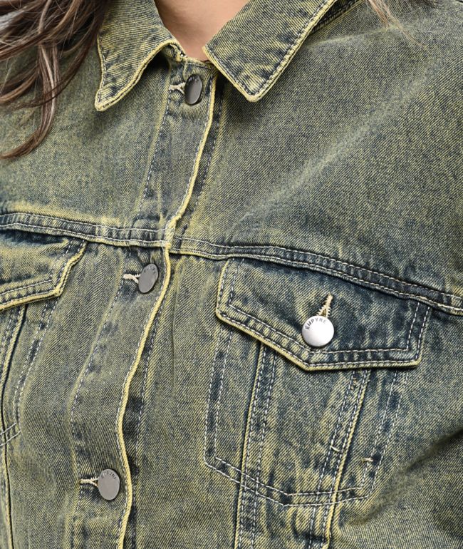 Empyre Trucker Petrol Wash Denim Jacket - thumbnail 3