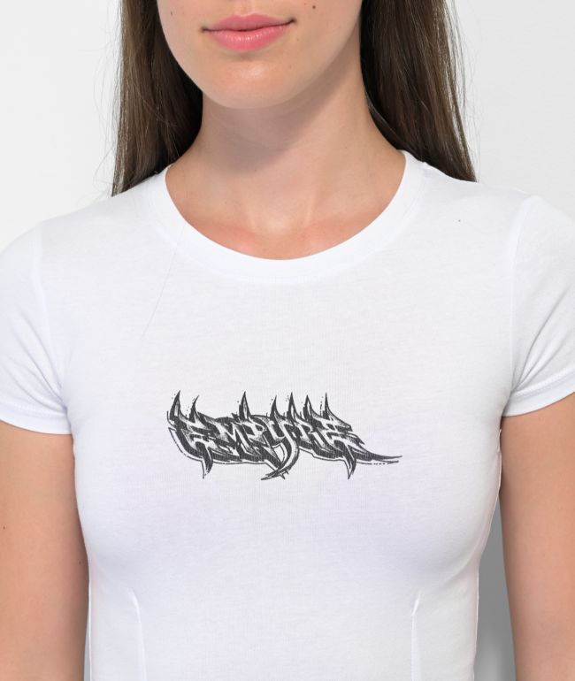 Empyre Underdog White Crop T-Shirt - thumbnail 3