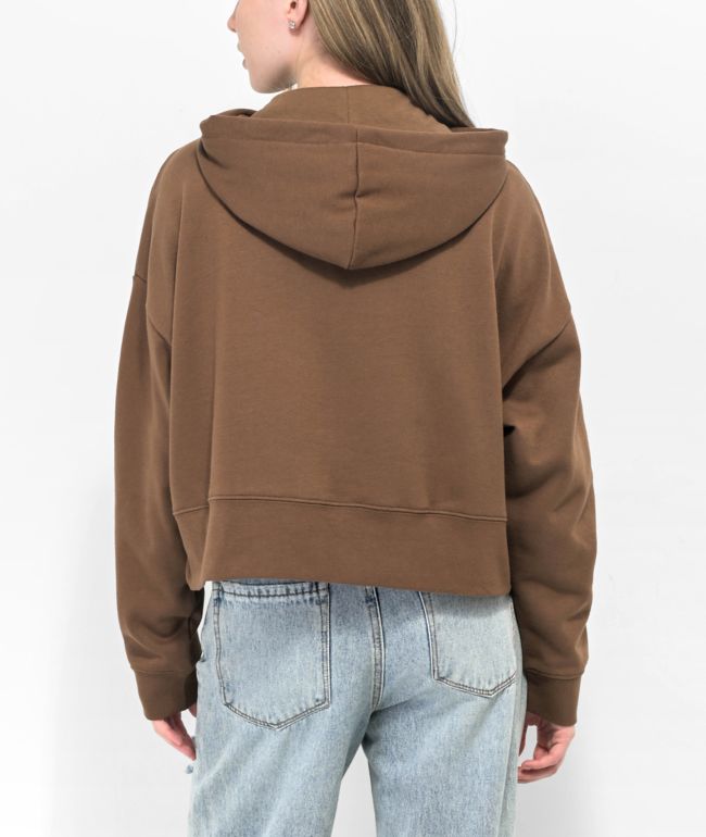 Empyre Weed Brown Crop Zip Hoodie - thumbnail 2