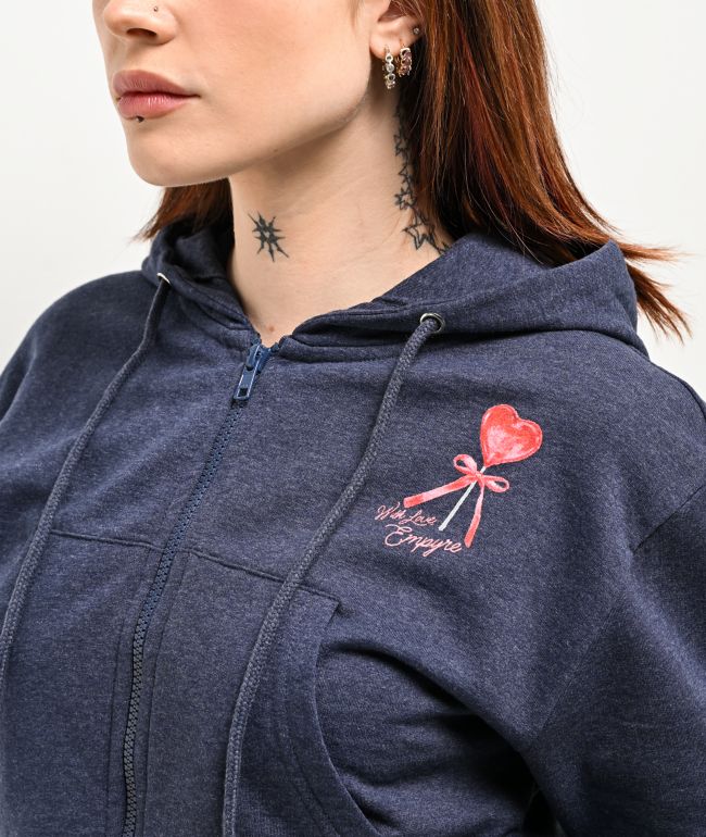 Empyre With Love Blue Crop Zip Hoodie - thumbnail 3