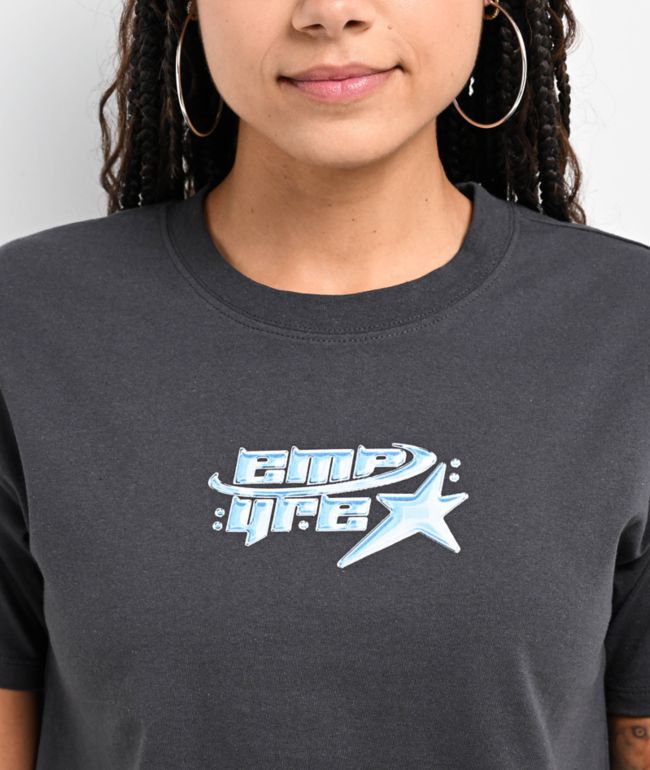 Empyre Y2K Star Grey Crop T-Shirt - thumbnail 2