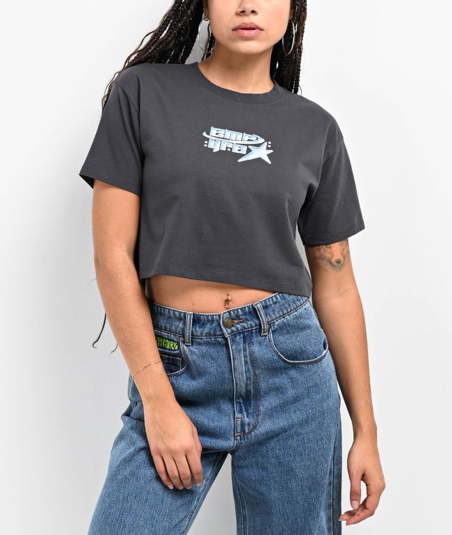 Empyre Y2K Star Grey Crop T-Shirt