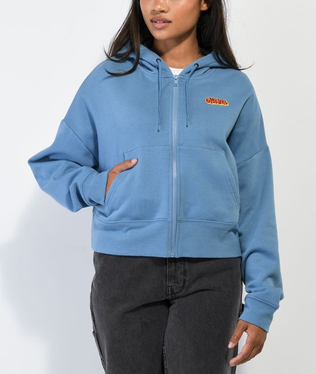 Empyre Zuri Skate Blue Crop Zip Hoodie