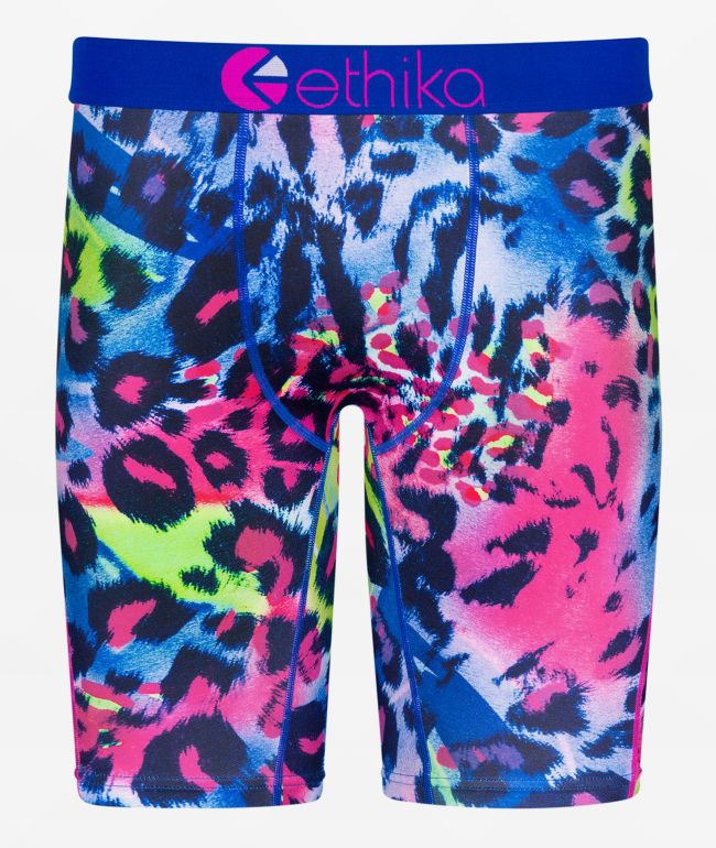 Ethika Leopardy Blue & Pink Blue Boxer Briefs