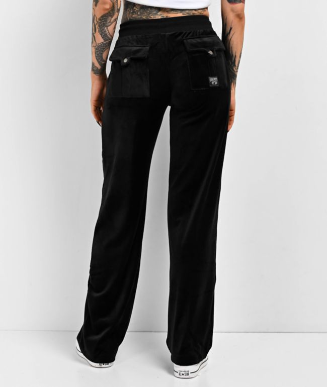 FB County Black Velour Track Pants - thumbnail 2