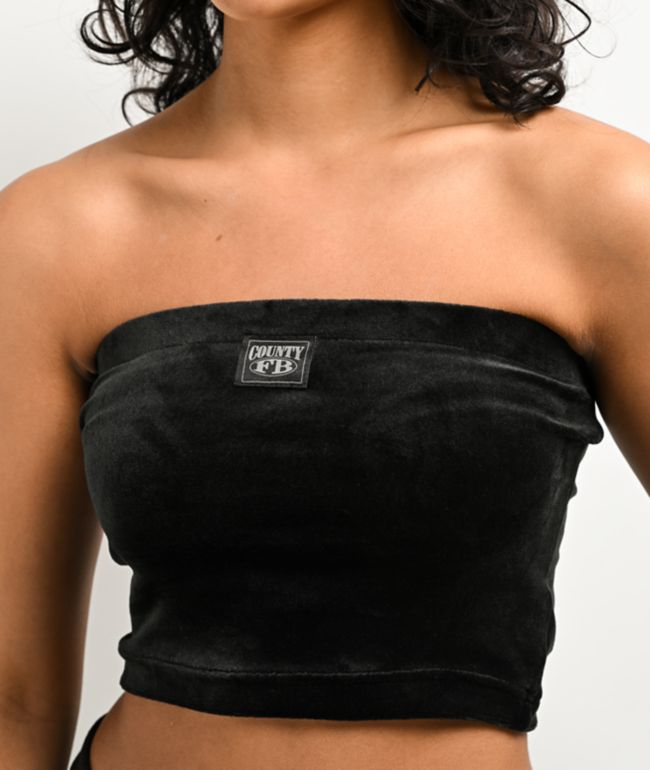 FB County Black Velour Tube Top - thumbnail 3