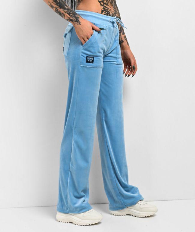 FB County Blue Velour Track Pants - thumbnail 3