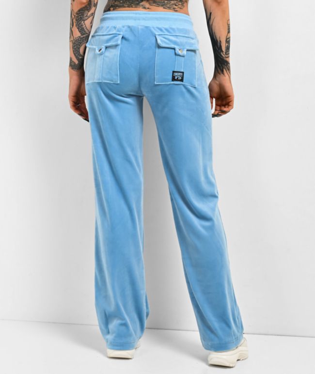 FB County Blue Velour Track Pants - thumbnail 2
