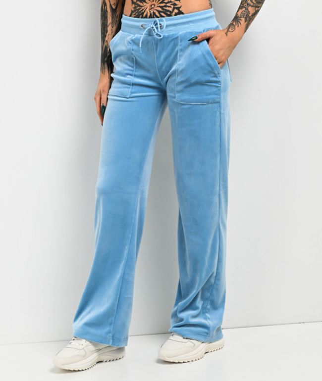 FB County Blue Velour Track Pants