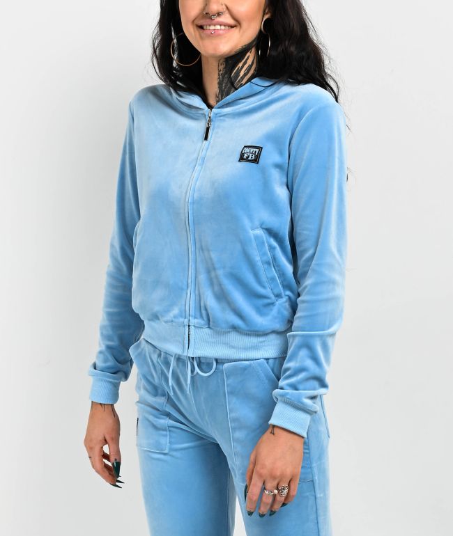 FB County Blue Velour Zip Hoodie - thumbnail 2