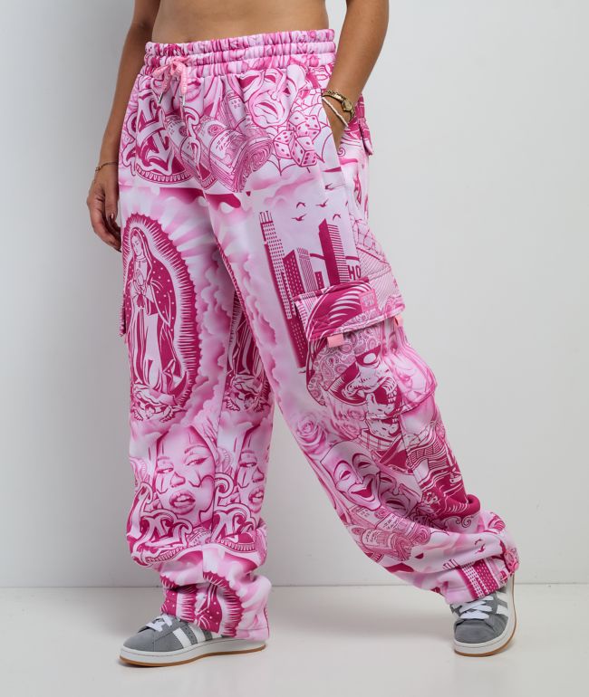 FB County Graffiti Pink Cargo Sweatpants - thumbnail 3