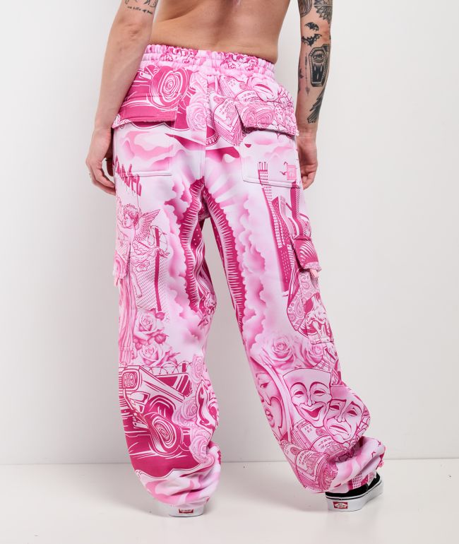FB County Graffiti Pink Cargo Sweatpants - thumbnail 2