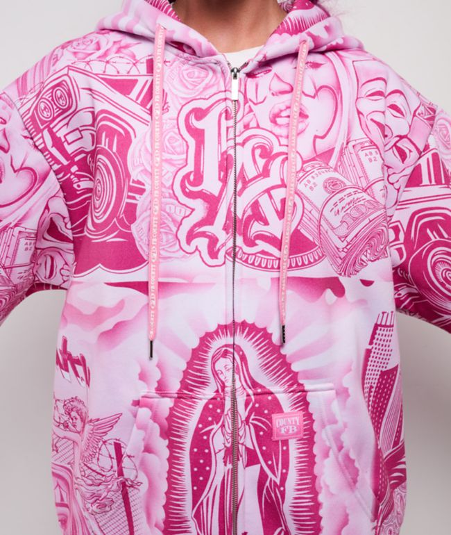 FB County Graffiti Pink Zip Hoodie - thumbnail 3