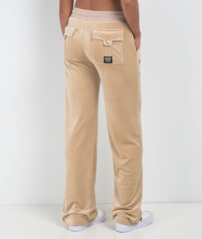FB County Khaki Velour Track Pants - thumbnail 2
