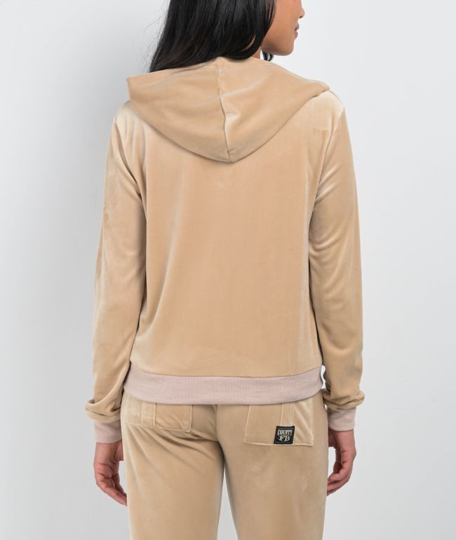 FB County Khaki Velour Zip Hoodie - thumbnail 2
