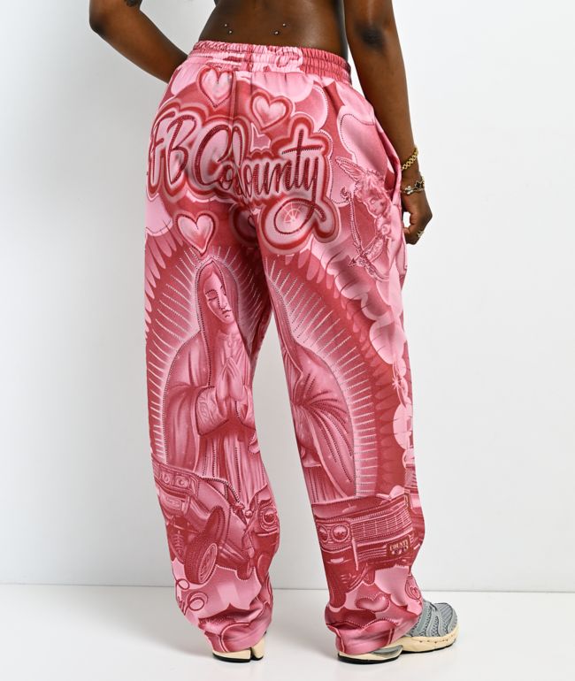 FB County Mi Amor Rhinestone Pink Sweatpants - thumbnail 2
