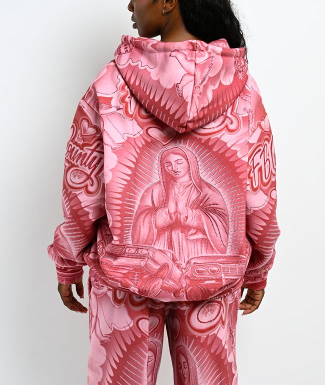 FB County Mi Amor Rhinestone Pink Zip Hoodie - thumbnail 2