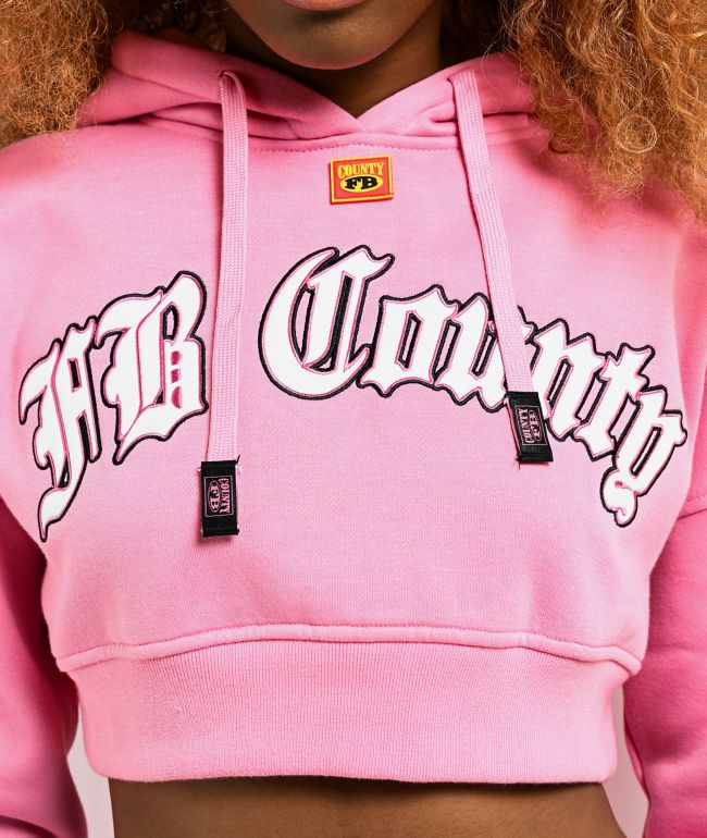 FB County Old School Pink Crop Hoodie - thumbnail 3