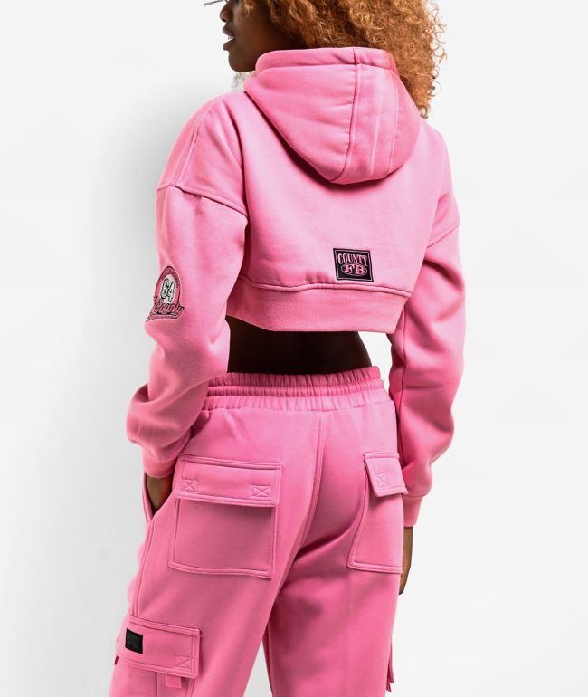 FB County Old School Pink Crop Hoodie - thumbnail 2